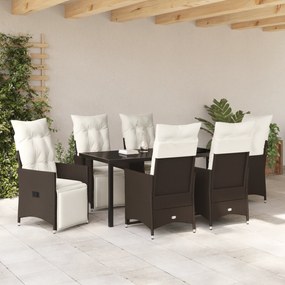 vidaXL Σετ 4 Καφέ PE rattan Μοναδικός Καναπές Ρυθμιζόμενα Υποπόδια