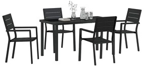 vidaXL Σέτ φαγητού για κήπο 5 pcs Μαύρο HDPE