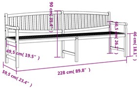 vidaXL Παγκάκι Κήπου 228 x 59,5 x 90 εκ. από Μασίφ Ξύλο Teak