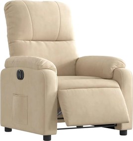 vidaXL Πολυθρόνα Ηλεκτρική Ανακλινόμενη Κρεμ Ύφασμα Μικροϊνών