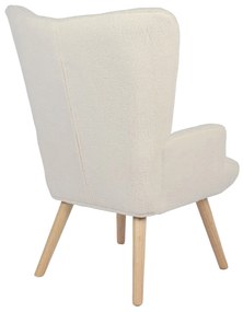 Πολυθρόνα ArteLibre MARION Λευκό Ύφασμα Μπουκλέ/Ξύλο 73x69x96cm