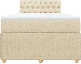 vidaXL Κρεβάτι Boxspring με Στρώμα Κρεμ 120x200 εκ. Υφασμάτινο