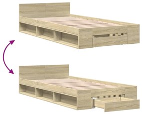 vidaXL Πλαίσιο Κρεβατιού με συρτάρια Sonoma Δρυς 90x200εκ. Επεξ. Ξύλο