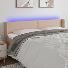 vidaXL Κεφαλάρι Κρεβατιού LED Καπουτσίνο 183x16x78/88εκ. Συνθετ. Δέρμα