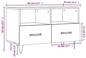 Έπιπλο Τηλεόρασης Sonoma Δρυς 80x36x50 εκ. Επεξεργασμένο Ξύλο - Καφέ