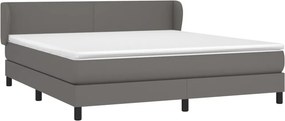vidaXL Κρεβάτι Boxspring με Στρώμα Γκρι 180x200 εκ. Συνθετικό Δέρμα