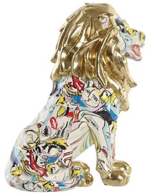 Διακοσμητική Φιγούρα DKD Home Decor Χρυσό Λέων Ρητίνη Πολύχρωμο Σύγχρονη (21 x 14,5 x 27 cm) (15 x 21 x 27 cm)