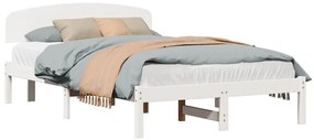 vidaXL Σκελετός Κρεβατιού Λευκό 140 x 190 cm Μασίφ ξύλο πεύκου
