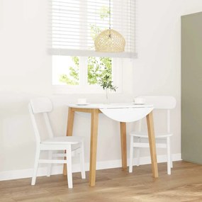 Καρέκλες τραπεζαρίας 2 τεμάχια Λευκό μασίφ ξύλο καουτσούκ