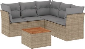 vidaXL Patio Sofa Set 6-θέσια Μικτό μπεζ και γκρι