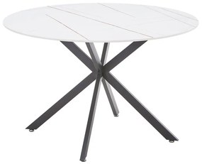 Τραπέζι Stoyen λευκό μαρμάρου κεραμικό-μαύρο μέταλλο Φ120x75εκ 120x120x75 εκ.