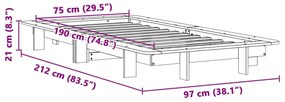 ΣΚΕΛΕΤΟΣ ΚΡΕΒ. ΧΩΡΙΣ ΣΤΡΩΜΑ ΚΑΦΕ ΚΕΡΙΟΥ 75X190 ΕΚ ΜΑΣΙΦ ΠΕΥΚΟ 850685