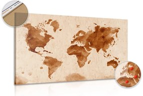 Εικόνα στον παγκόσμιο χάρτη φελλού σε ρετρό σχέδιο - 120x80