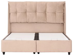 ΚΡEΒΑΤΙ ΜΕ ΑΠΟΘΗΚΕΥΤΙΚΟ ΧΩΡΟ DREAMLET HM716 ΜΠΕΖ ΒΕΛΟΥΔΟ- ΓΙΑ ΣΤΡΩΜΑ 160x200εκ.