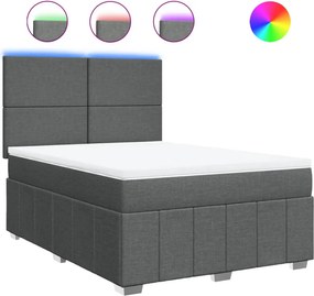 vidaXL Κρεβάτι Boxspring με Στρώμα Σκούρο Γκρι 140x200 εκ Υφασμάτινο