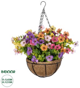 20635 GloboStar® Artificial Garden GERBERA HANGING PLANT 20635 Τεχνητό Κρεμαστό Διακοσμητικό Φυτό Ζέρμπερας Y55cm