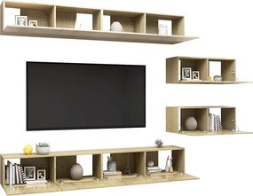 vidaXL Έπιπλα Τηλεόρασης Σετ 6 Τεμαχίων Sonoma Δρυς από Επεξ. Ξύλο