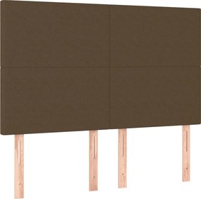 vidaXL Κρεβάτι Boxspring με Στρώμα &amp; LED Σκ.Καφέ 140x200 εκ Υφασμάτινο