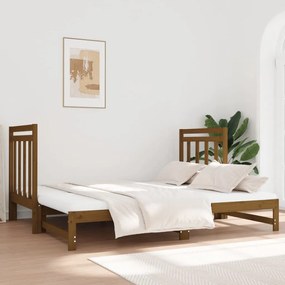 vidaXL Καναπές Κρεβάτι Συρόμενος Μελί 2x(90x190) εκ. Μασίφ Ξύλο Πεύκου