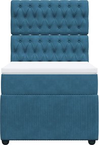 vidaXL Κρεβάτι Boxspring με Στρώμα Μπλε 80 x 200 εκ. Βελούδινο