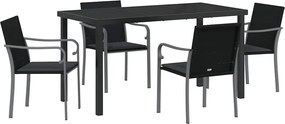 vidaXL Σέτ φαγητού για κήπο 5 pcs Μαύρο και Γκρι Ράτα PE