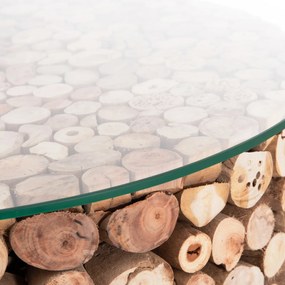 ΤΡΑΠΕΖΙ ΣΑΛΟΝΙΟΥ ΣΤΡΟΓΓΥΛΟ SPARROW HM9963 DRIFTWOOD--ΓΥΑΛΙ Φ65x51,5Υεκ.