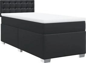 vidaXL Κρεβάτι Boxspring με Στρώμα Μαύρο 90x190εκ. από Συνθετικό Δέρμα