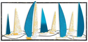 Διακοσμητικό Τοίχου Yelkenli 930DYU1178 40x90cm Blue-White Wallity Μέταλλο
