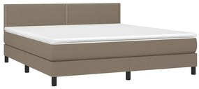 vidaXL Κρεβάτι Boxspring με Στρώμα &amp; LED Taupe 180x200 εκ. Υφασμάτινο