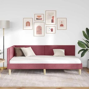 vidaXL Κρεβάτι Γωνίας Άλλο Μπορντό 100 x 200 cm Ύφασμα και Έργο ξύλου