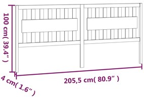 vidaXL Κεφαλάρι κρεβατιού Λευκό 205,5x4x100 εκ. από Μασίφ Ξύλο Πεύκου