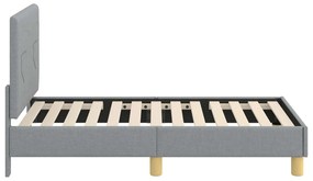 vidaXL Κρεβατική βάση για παιδιά με προσκέφαλο Ανοιχτό γκρι ύφασμα