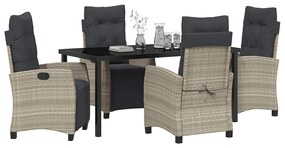 vidaXL Σέτ φαγητού για κήπο 5 pcs Ανοιχτό γκρι συνθετικό ρατάν