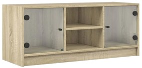 vidaXL Έπιπλο Τηλεόρασης Sonoma Δρυς 102x37x42 εκ. με Γυάλινες Πόρτες