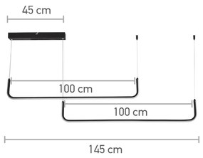 InLight Κρεμαστό φωτιστικό LED 38W 3000K σε μαύρη απόχρωση D:145cm (6052-BL)