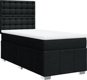 vidaXL Κρεβάτι Boxspring με Στρώμα Μαύρο 90x200 εκ. Υφασμάτινο