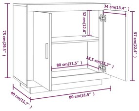 Ντουλάπι Γκρι Σκυροδέματος 80x40x75 εκ. Επεξεργασμένο Ξύλο - Γκρι