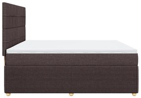 vidaXL Κρεβάτι Boxspring με Στρώμα Σκούρο Καφέ 200x200 εκ. Υφασμάτινο