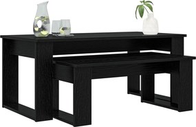 vidaXL Σετ Τραπεζιού Για Καφέ 2 pcs Μαύρη Οξυά Επεξεργασμένο ξύλο