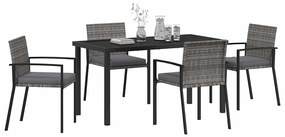 vidaXL Σέτ φαγητού για κήπο 5 pcs Γκρι Πολυ ράταν