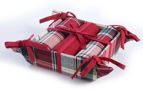 Ψωμιέρα Με Πετσέτες Χριστουγεννιάτικες Chrs Gift (Σετ 4τμχ) Multi Nef-Nef Homeware Βαμβάκι