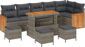 vidaXL Σετ Καναπέ Κήπου με μαξιλάρι 10 pcs Γκρι