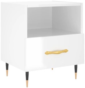 vidaXL Κομοδίνο Γυαλιστερό Λευκό 40 x 35 x 47,5 εκ. Επεξεργασμένο Ξύλο