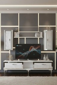 Stewehome Σετ μοντέρνας σύνθεσης τηλεόρασης με ράφι από σανίδα μελαμίνης 150x30x41 cm