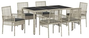 vidaXL Σέτ φαγητού για κήπο 7 pcs Ανοιχτό γκρι Πολυ ράταν