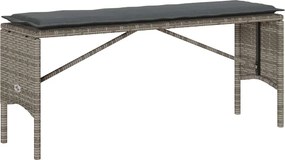 vidaXL Σετ Τραπεζαρίας Κήπου 3 τεμ. Γκρι Συνθ. Ρατάν με Μαξιλάρια