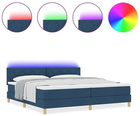 vidaXL Κρεβάτι με ελατήρια με στρώμα Μπλε 200 x 200 cm ύφασμα