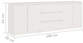 Βοηθητικό Nτουλάπι Λευκό 180 x 36 x 65 εκ από Μασίφ Ξύλο Πεύκου - Λευκό