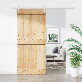 vidaXL Συρόμενη Πόρτα Φυσικό και Λευκό 90 x 210 cm
