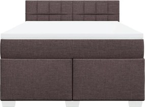 vidaXL Κρεβάτι Boxspring με Στρώμα Σκούρο Καφέ 140x200 εκ Υφασμάτινο